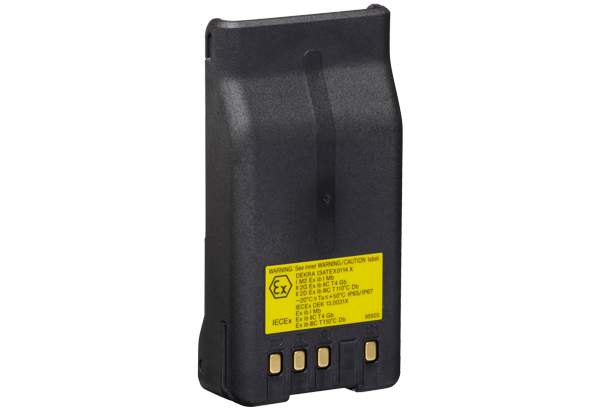 KNB-77LEX YENİ  ATEX Sertifikalı Li-Ion Pil - 2860 mAh  7.4 V - 2860 mAh kapasiteli 17 saatte daha uzun pil ömrü sağlayan NX-230EX - 330EX taşınabilir Telsizlar için yüksek kapasiteli ATEX ve IECEx sertifikalı Kendinden Emniyetli Li-ion pil paketi.